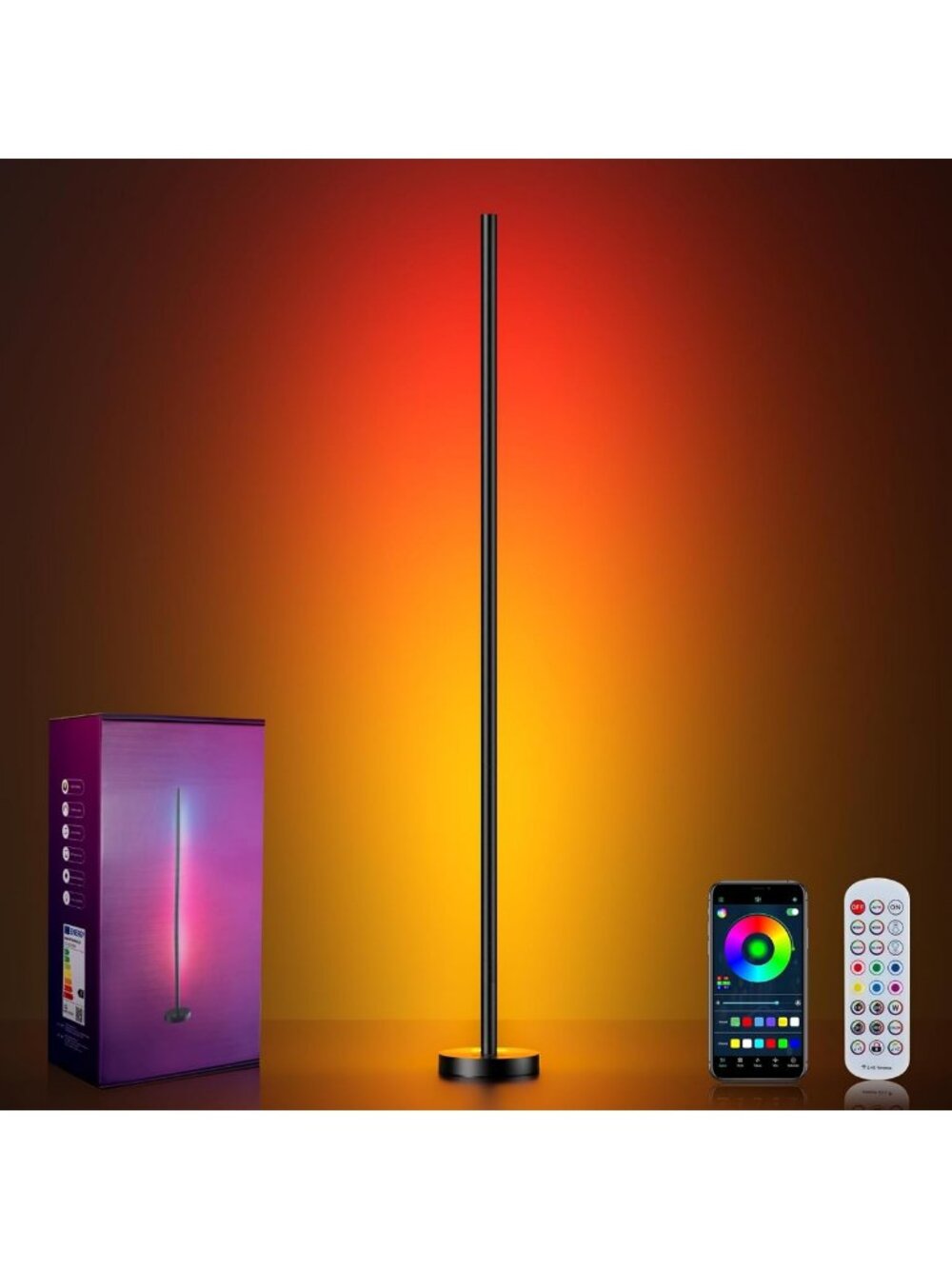 RGBICW LED Corner Floor Lamp - 16 Million Colors, Music Sync, App Control